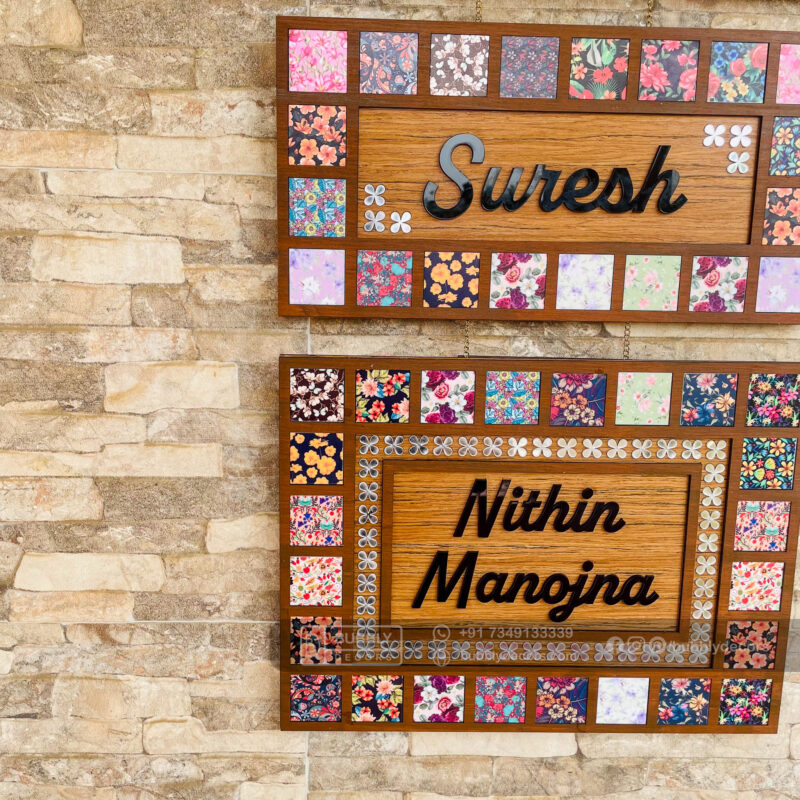 Name board with pattern tiles - Bubbly Decors