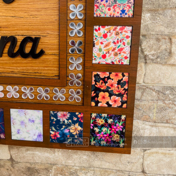 Name board with pattern tiles - Bubbly Decors