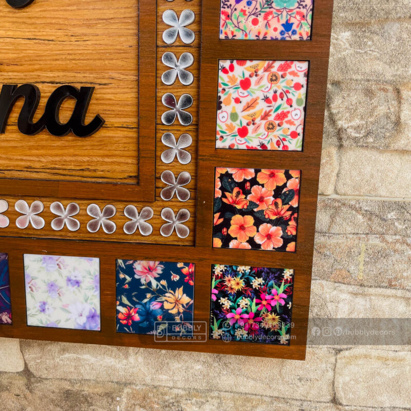 Name board with pattern tiles - Bubbly Decors
