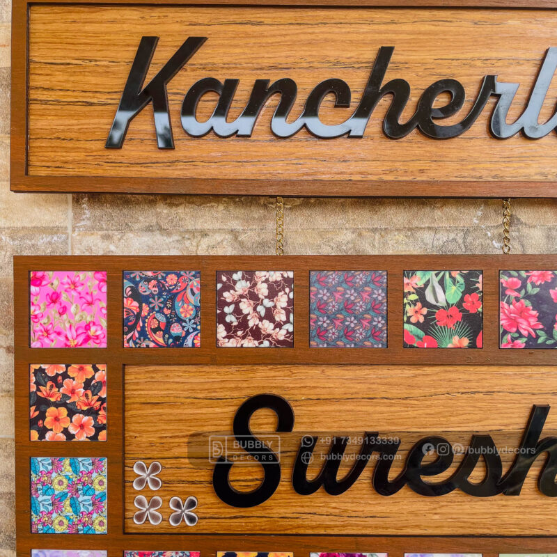 Name board with pattern tiles - Bubbly Decors
