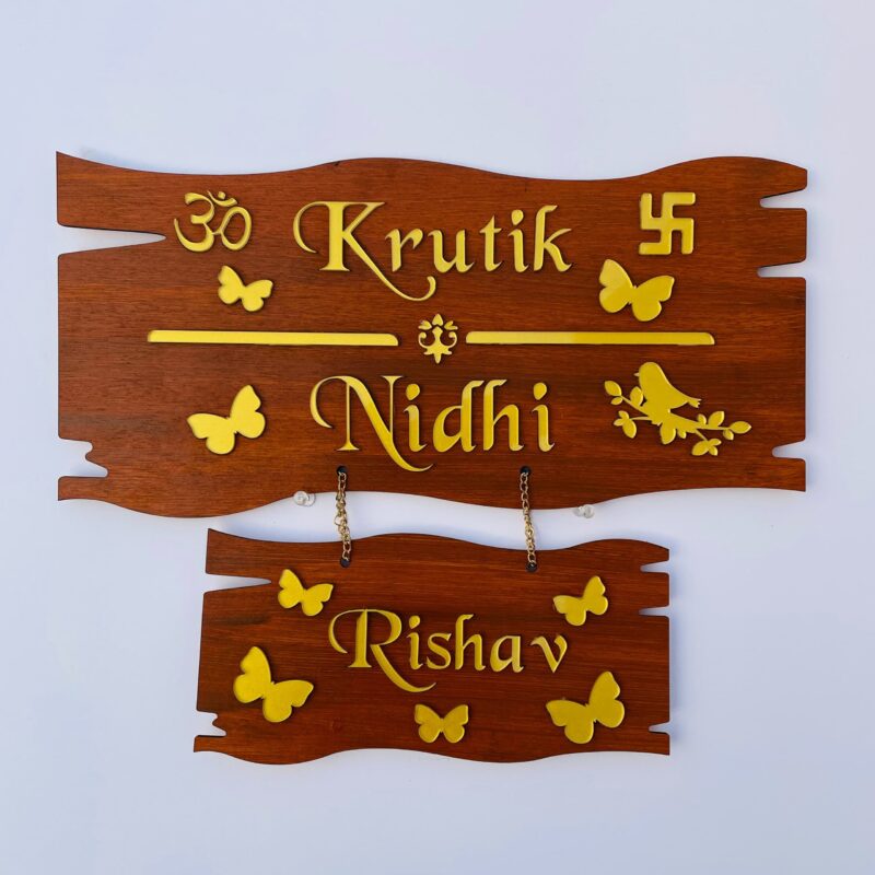 Wooden name board 2 step - Bubbly Decors