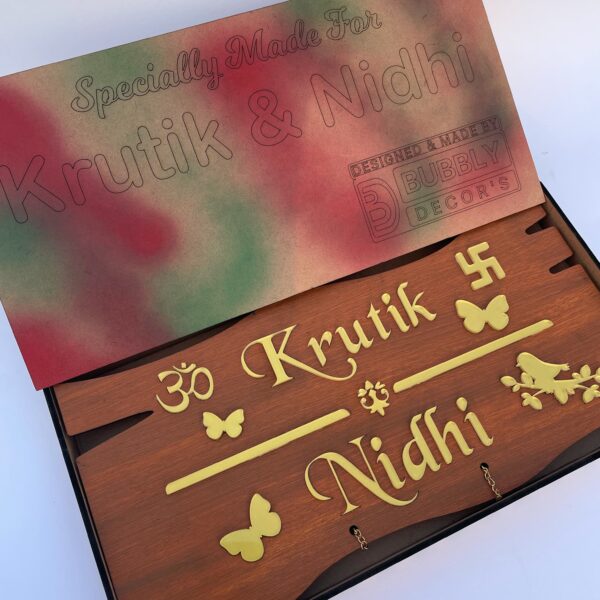 Wooden name board 2 step - Bubbly Decors
