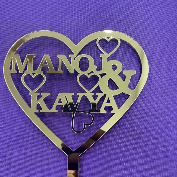 Cake topper heart couple names - Bubbly Decors