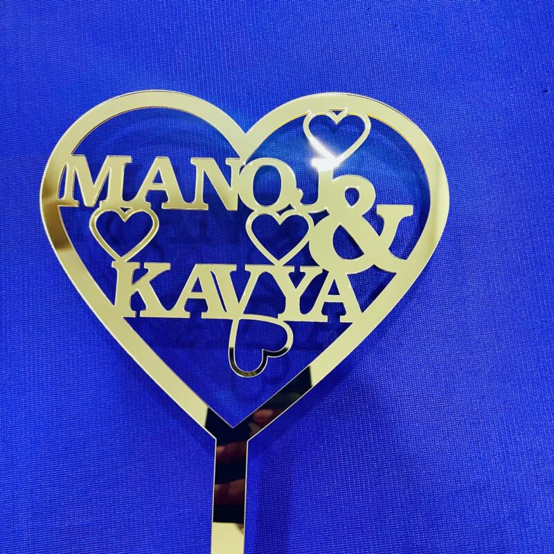 Cake topper heart couple names - Bubbly Decors