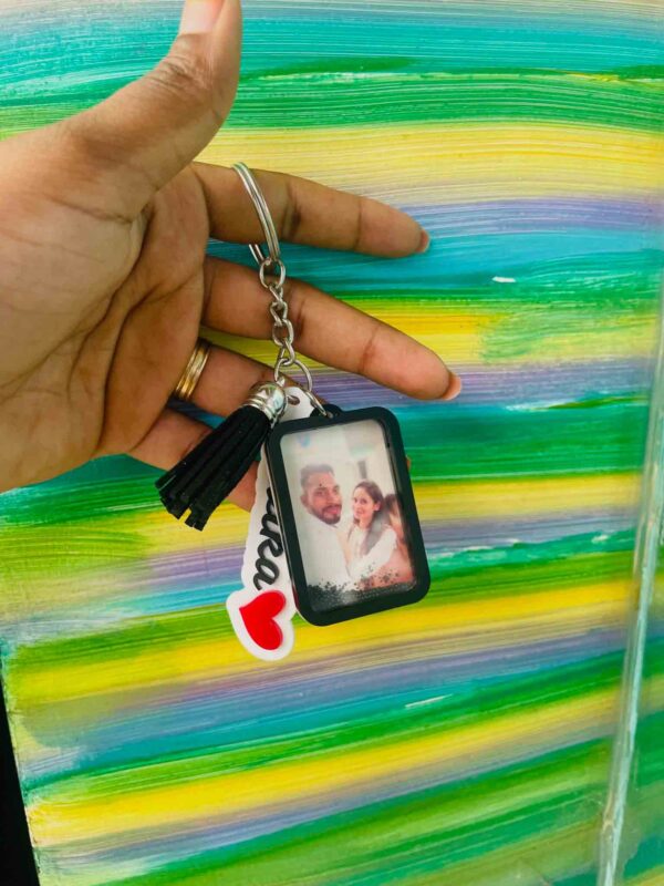 Name photo frame keychain - Bubbly Decors
