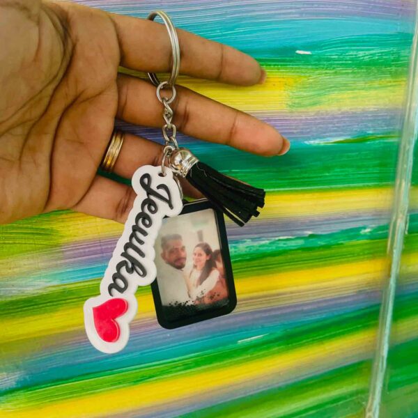 Name photo frame keychain - Bubbly Decors