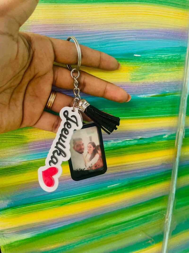 Name photo frame keychain - Bubbly Decors