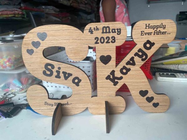 Wooden logo for couples - Bubbly Decors