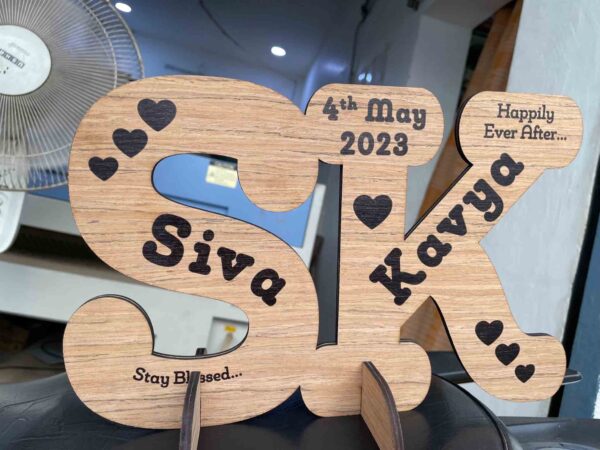 Wooden logo for couples - Bubbly Decors