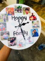 Wall clock with photos and message - Bubbly Decors