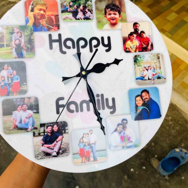 Wall clock with photos and message - Bubbly Decors