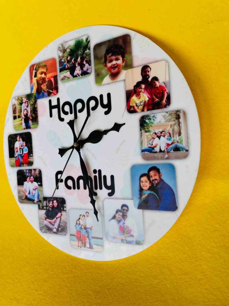 Wall clock with photos and message - Bubbly Decors