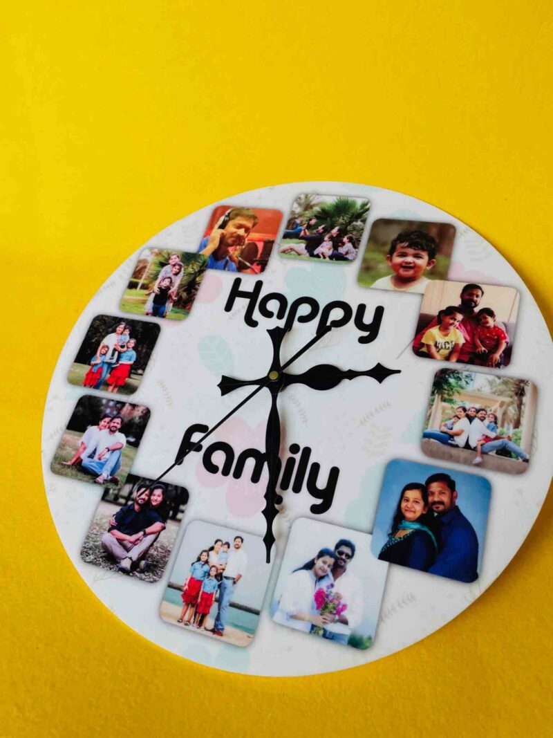 Wall clock with photos and message - Bubbly Decors