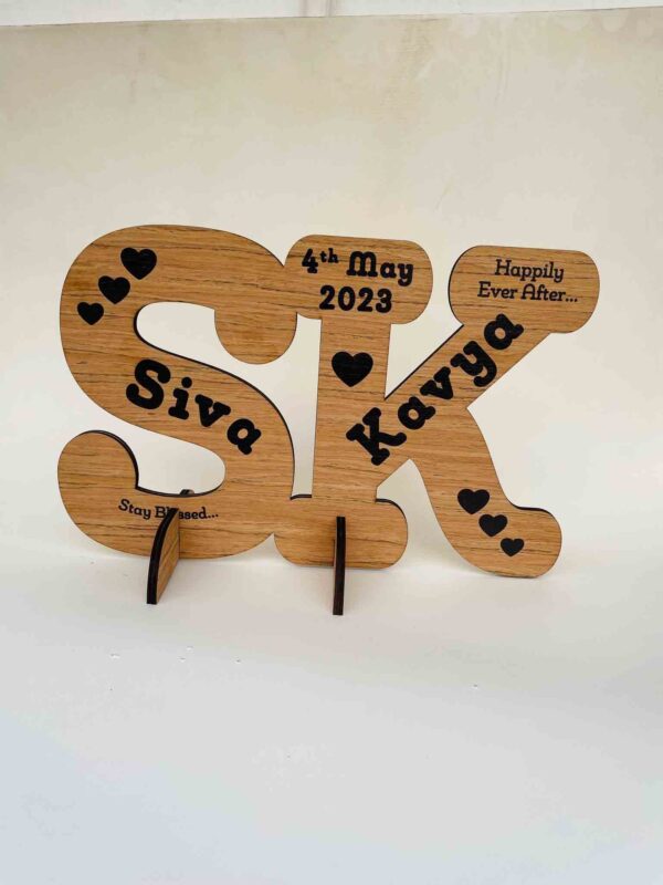 Wooden logo for couples - Bubbly Decors
