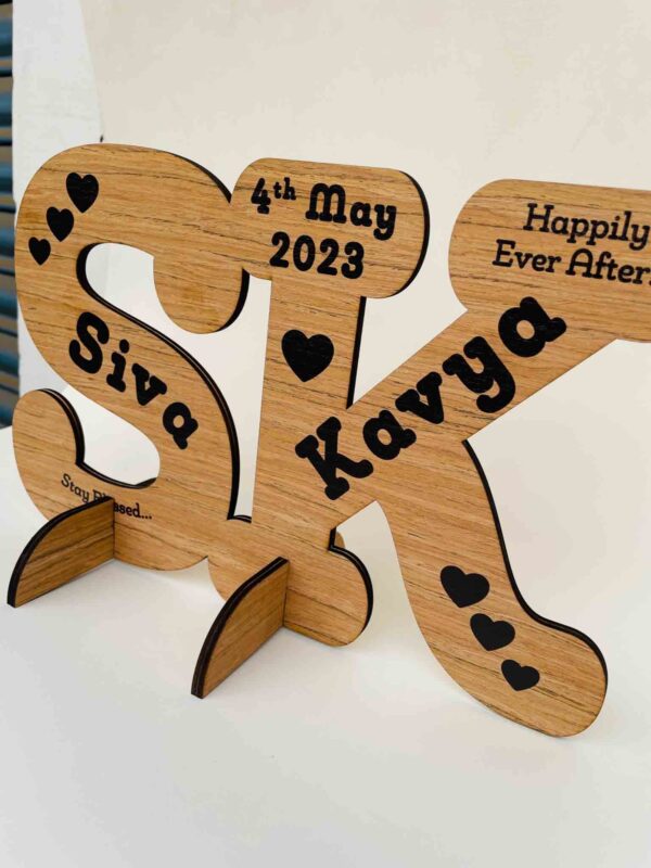 Wooden logo for couples - Bubbly Decors