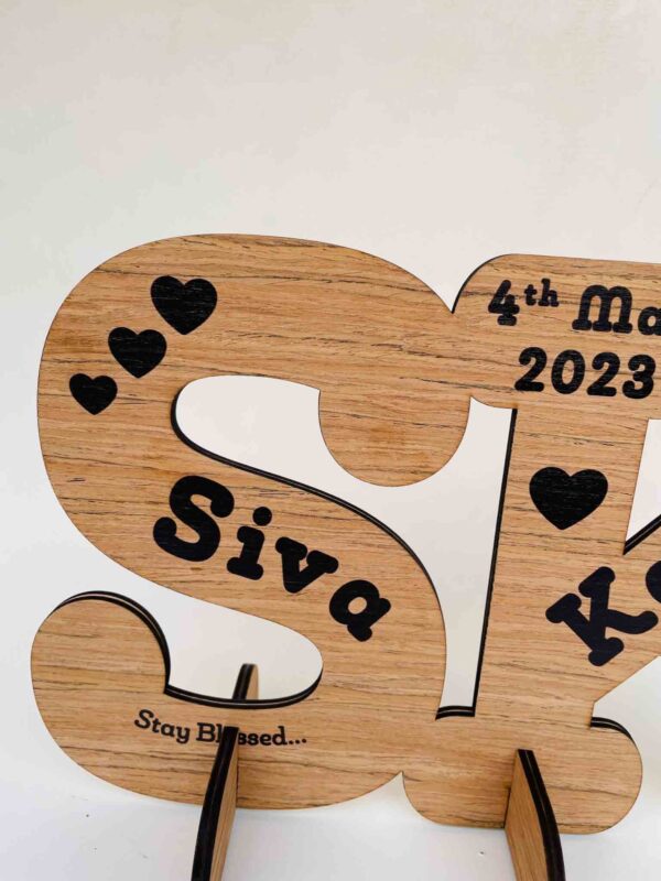 Wooden logo for couples - Bubbly Decors