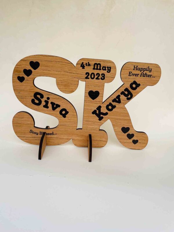 Wooden logo for couples - Bubbly Decors