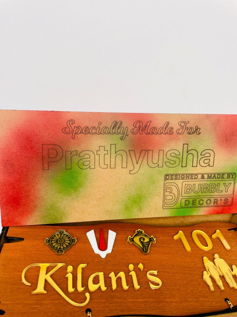lord venkateswara themed name board - Bubbly Decors