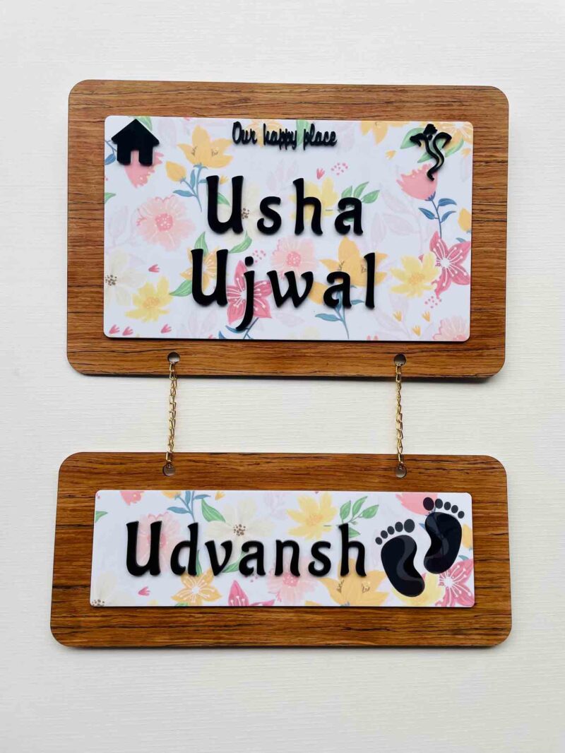 Pattern name board couple and kid - Bubbly Decors