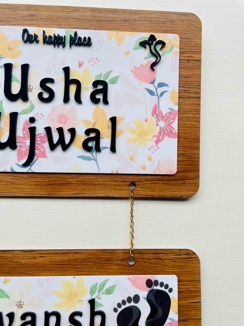 Pattern name board couple and kid - Bubbly Decors