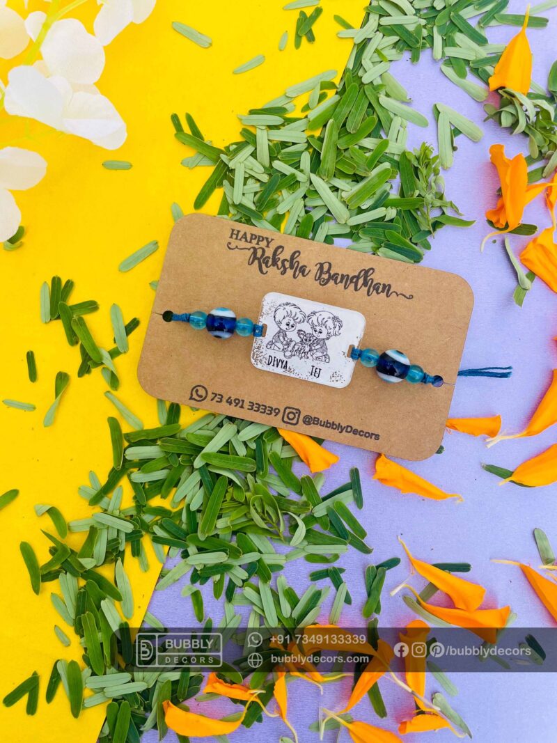 Bro and Sis Painted Rakhi - Bubbly Decors