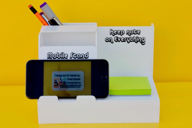 Desk organizer with Mobile stand - Bubbly Decors