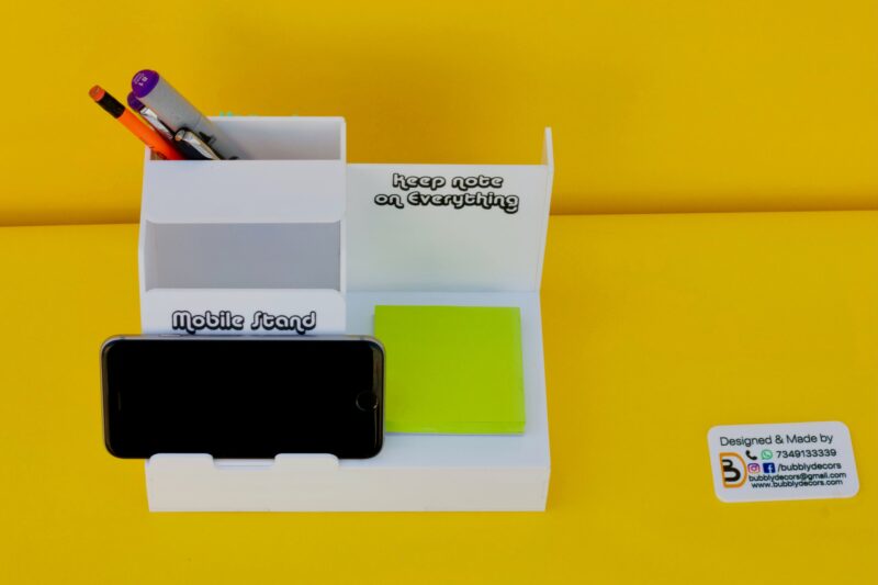 Desk organizer with Mobile stand - Bubbly Decors