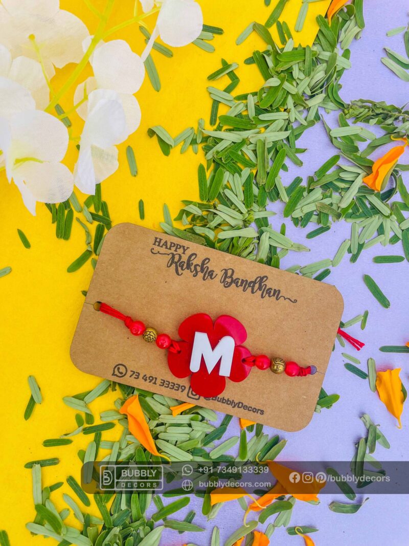 Alphabet flower rakhi - Bubbly Decors