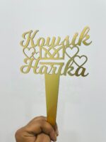 cake topper couple names king hearts - Bubbly Decors