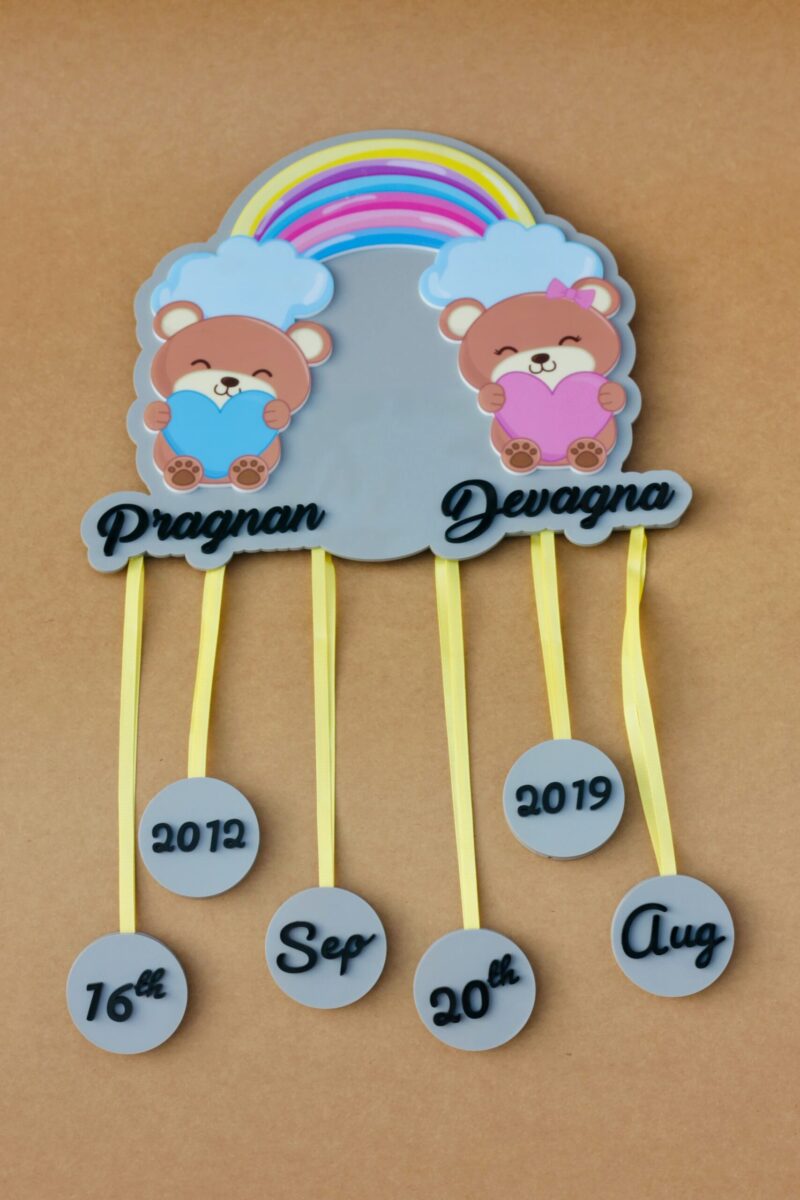 baby details frame teddy theme - Bubbly Decors