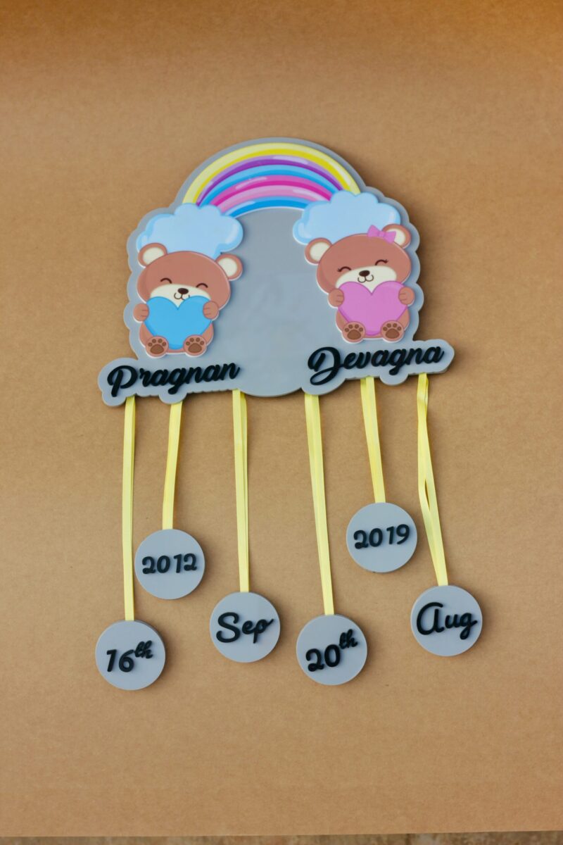 baby details frame teddy theme - Bubbly Decors