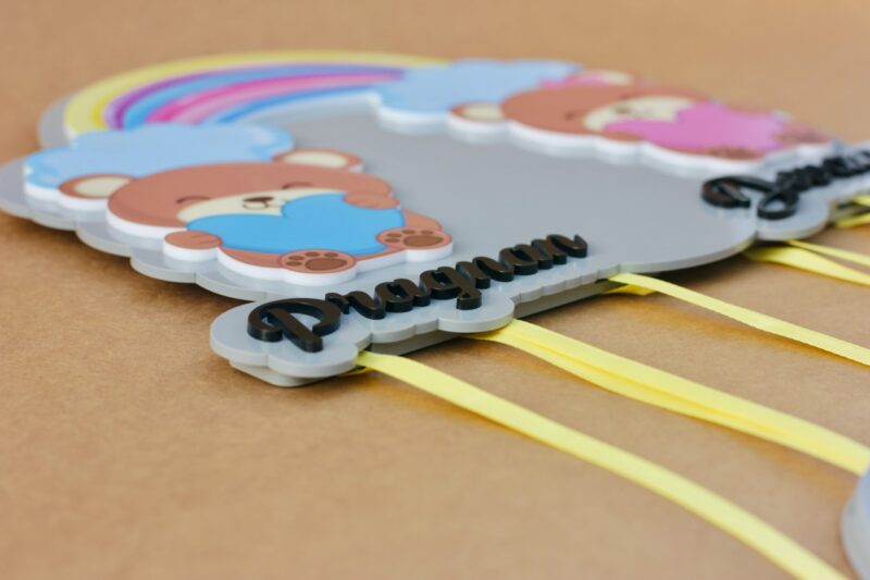 baby details frame teddy theme - Bubbly Decors