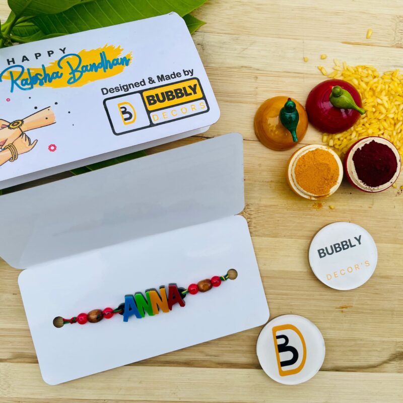 Colourful letters Rakhi - Bubbly Decors