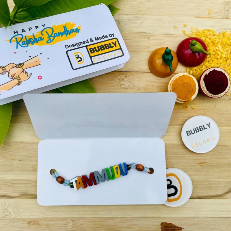 Colourful letters Rakhi - Bubbly Decors