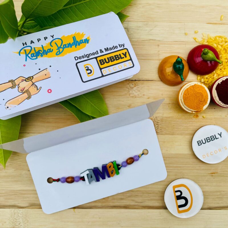 Colourful letters Rakhi - Bubbly Decors