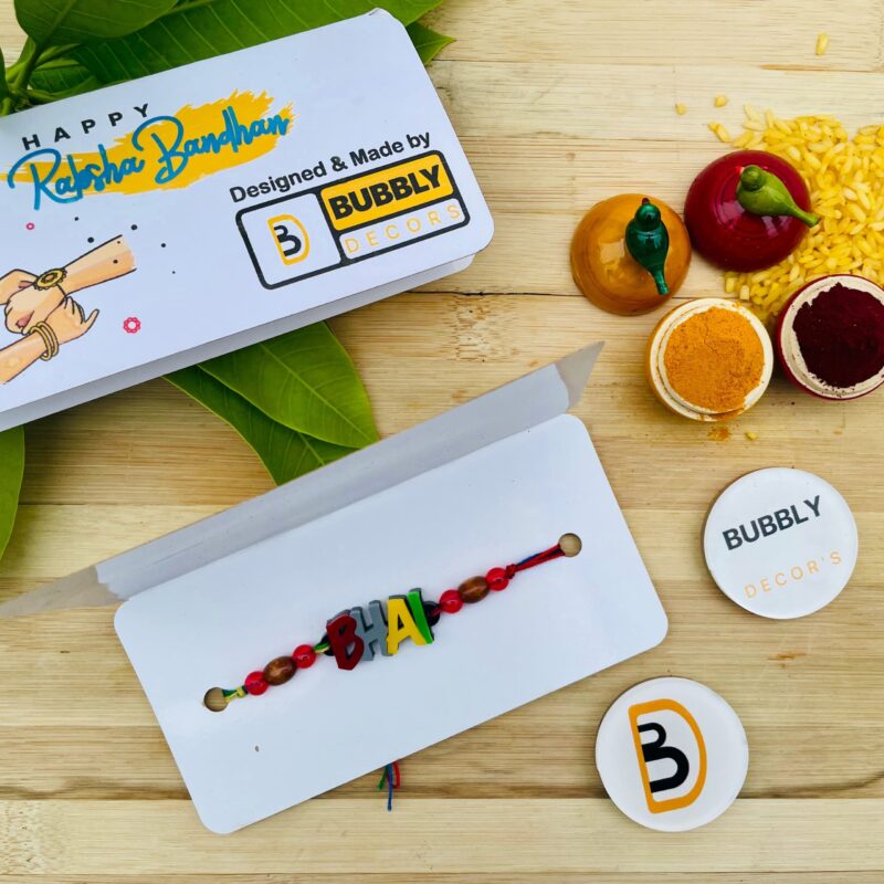 Colourful letters Rakhi - Bubbly Decors