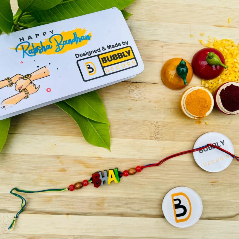Colourful letters Rakhi - Bubbly Decors