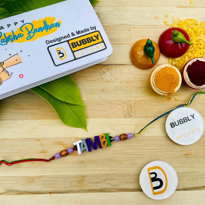 Colourful letters Rakhi - Bubbly Decors
