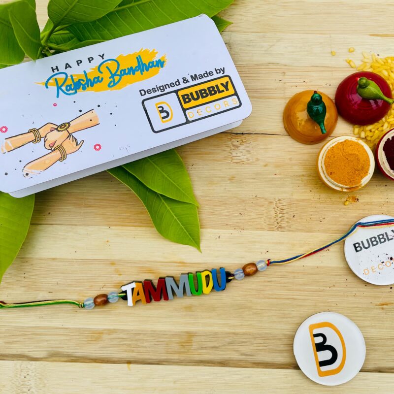 Colourful letters Rakhi - Bubbly Decors