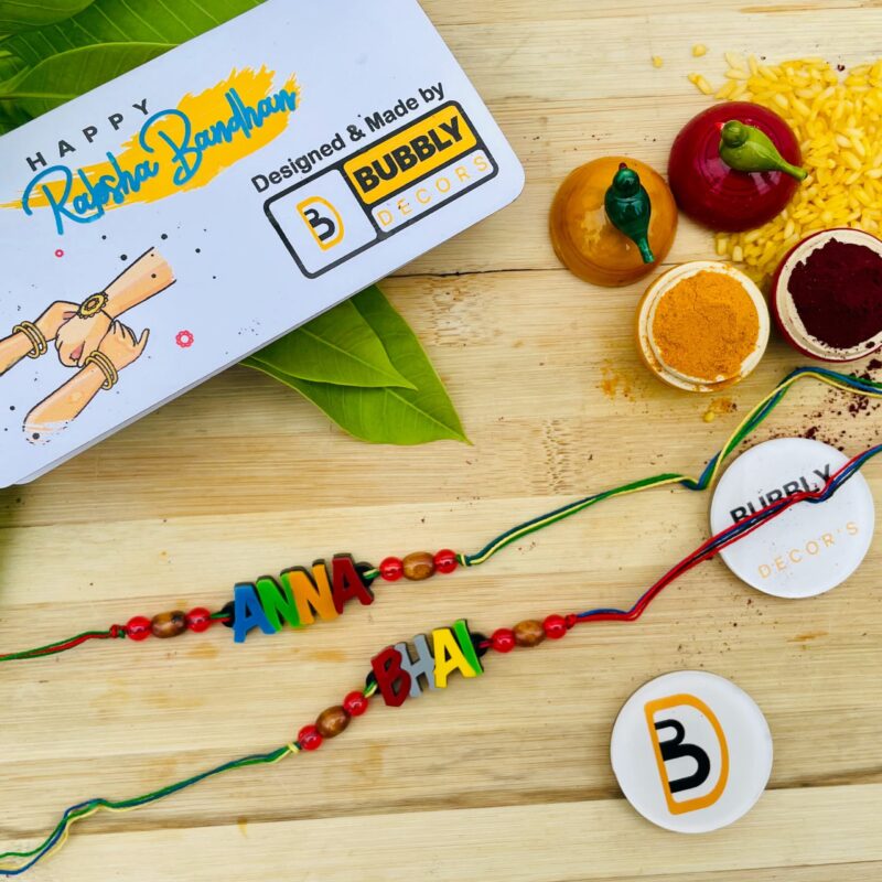 Colourful letters Rakhi - Bubbly Decors