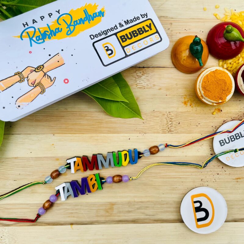 Colourful letters Rakhi - Bubbly Decors