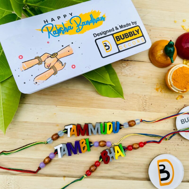 Colourful letters Rakhi - Bubbly Decors