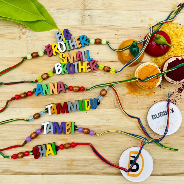 Colourful letters Rakhi - Bubbly Decors