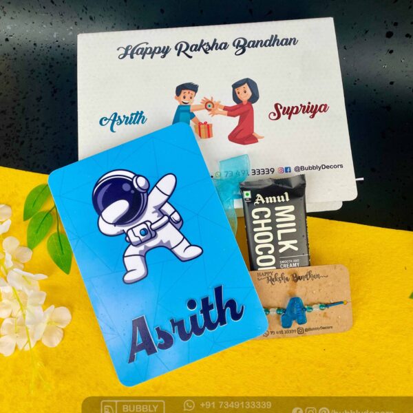 Kiddo name plates Rakhi combo - Bubbly Decors