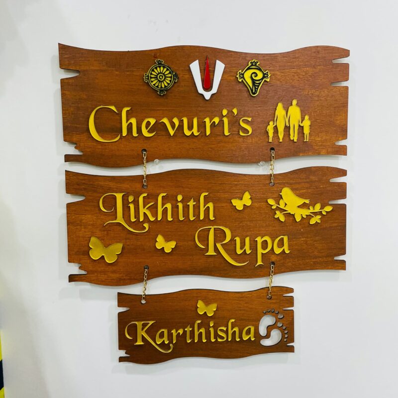lord venkateswara themed name board - Bubbly Decors