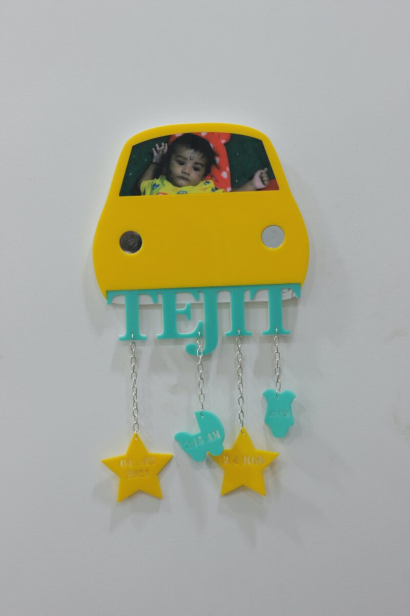 Baby Car Frame With Birth Details - Bubbly Decors