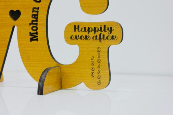 Wooden logo for couples - Bubbly Decors