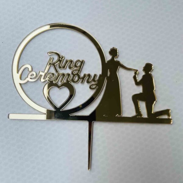 Cake topper Ring ceremony gold colour - Bubbly Decors
