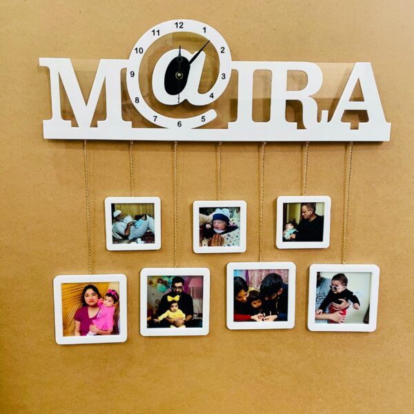 name photo hanging clock - Bubbly Decors