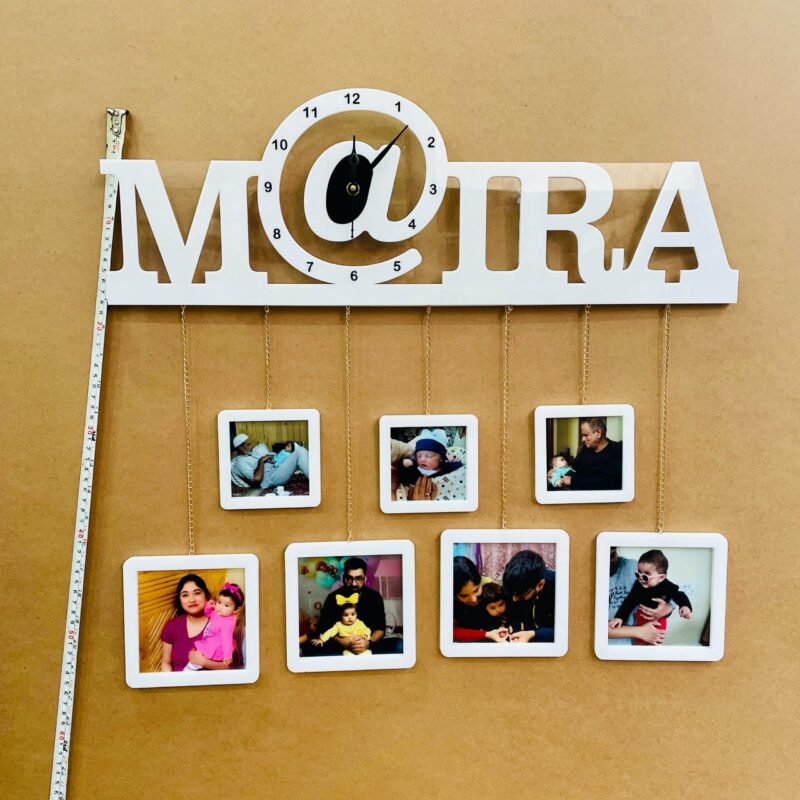 name photo hanging clock - Bubbly Decors